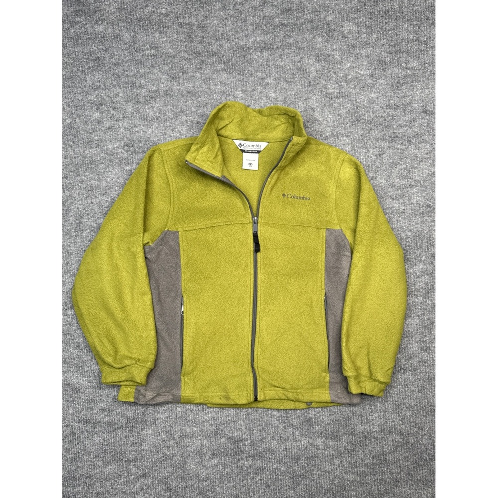Columbia Boys Full Zip‎ Fleece Jacket Lime Green Gray Size 10/12 Youth Outdoor